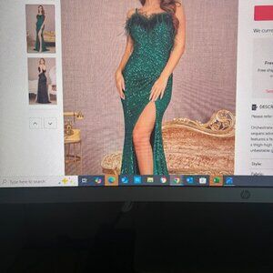 Elizabeth K GL3113 Feathered Tim Sweetheart Evening Gown Flair